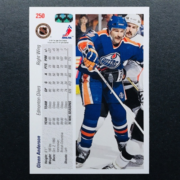 Glenn Anderson - 1991-92 Upper Deck #250 - Picture 2 of 2